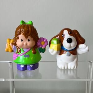 Fisher-Price Little People Mom Female figurine with Brown Dog 2009